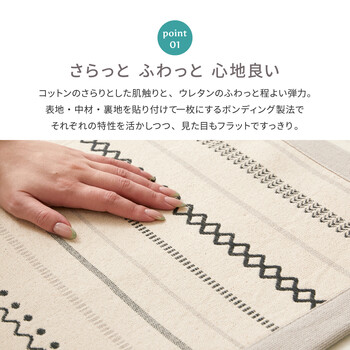 ラグ＆アンダーラグ2点ブルー 約185×240cm 洗濯機で洗える ボンディングラグ インド綿100% ティック 送料無料-3