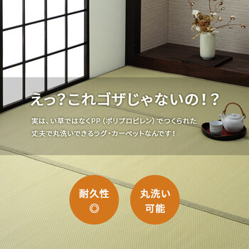 ラグ 洗える ござ 約261×261cm（江戸間4.5畳） 日本製 国産 カーペット リバーシブル 丈夫 除菌スプレー対応 送料無料-1