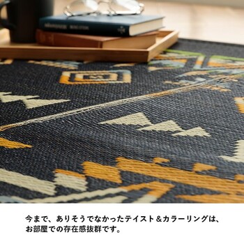 ラグ い草ラグ 約180×240cm ヴィンテージ エスニック キリム柄 カッコイイ おしゃれ 湿度調節 消臭効果 NSライク 送料無料-2