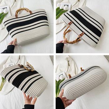 かごバッグ 大容量トートバッグ配色カバン 送料無料 即日発送-8