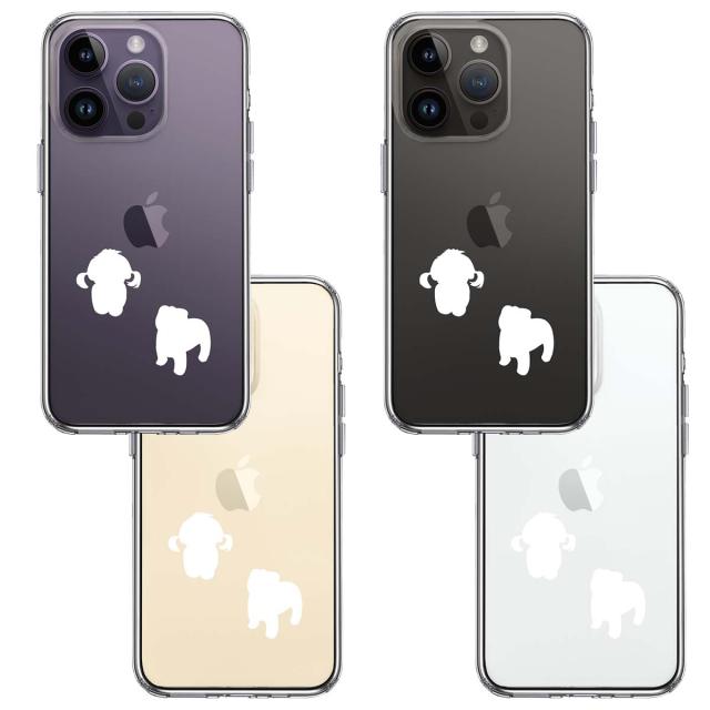 iPhone14Pro ケース クリア 子犬シルエット パピー ホワイト スマホケース 側面ソフト 背面ハード ハイブリッド 送料無料-1