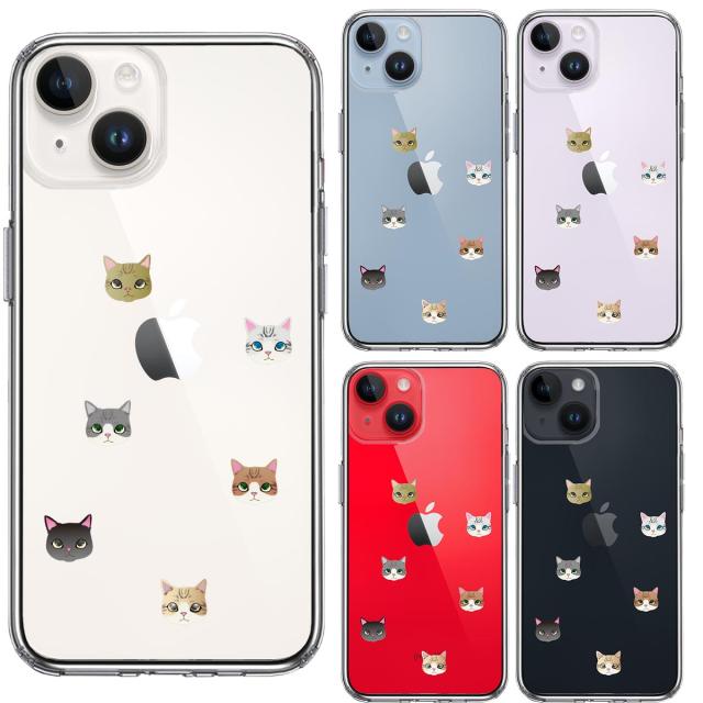 iPhone14Plus ケース クリア にゃんこ 猫だらけ スマホケース 側面ソフト 背面ハード ハイブリッド  送料無料-1