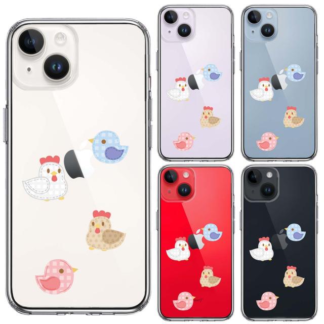 iPhone14Plus ケース クリア とり 鳥 ひよこ 雛 アップリケ風 スマホケース 側面ソフト 背面ハード ハイブリッド  送料無料-1