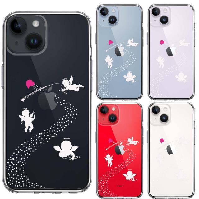 iPhone14Plus ケース クリア 天の川 ハート エンジェル スマホケース 側面ソフト 背面ハード ハイブリッド  送料無料-1