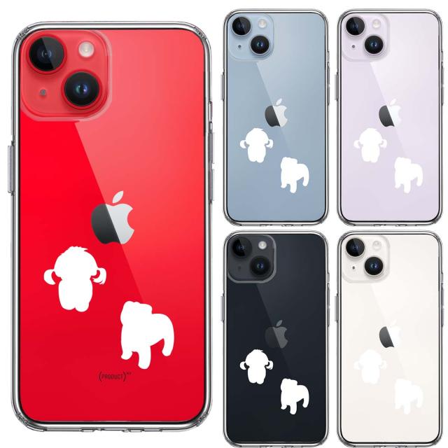 iPhone14 ケース クリア 子犬シルエット パピー ホワイト スマホケース 側面ソフト 背面ハード ハイブリッド  送料無料-1