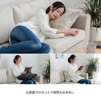 クッション 日本製 洗える セアテ ボタニカル 約43×43cm ブラン セアテ 送料無料-3
