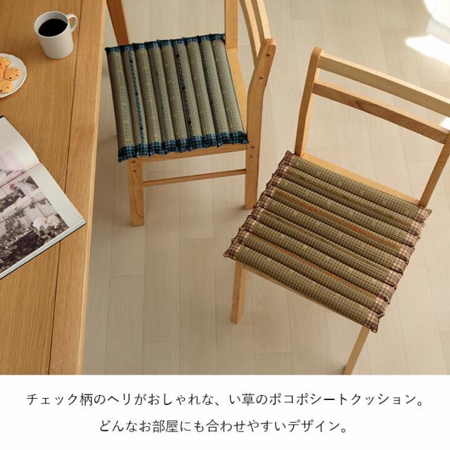 クッション 約40×40cm ポコポコシート い草 チェック柄 調湿 空気清浄 お手入れ簡単 リープ ポコポコシート 送料無料-1