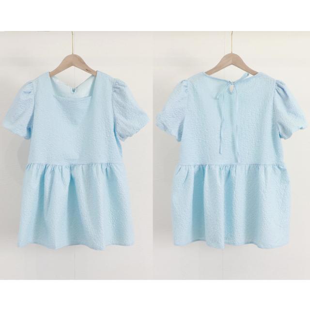 ペプラムブラウス スクエアネックトップス 送料無料 即日発送-2