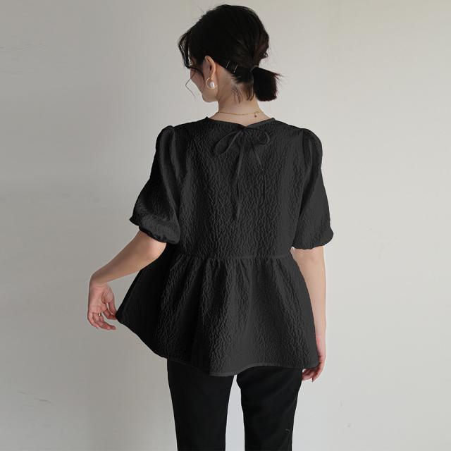 ペプラムブラウス スクエアネックトップス 送料無料 即日発送-5
