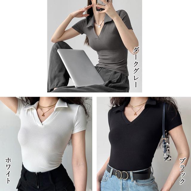 ポロシャツ レディースクロップドTシャツ 送料無料 即日発送-1