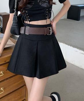 ミニボックススカートプリーツ ベルト付き 送料無料 即日発送-2