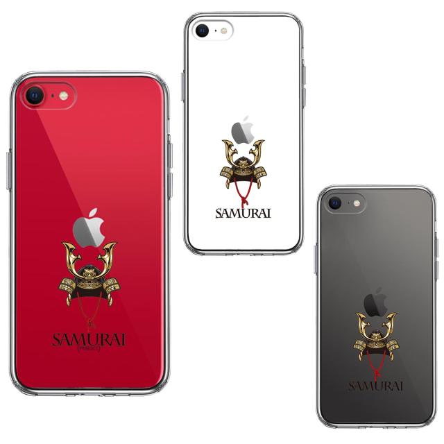 iPhoneSE ケース 第3世代 第2世代 クリア サムライ 兜 カブト スマホケース 側面ソフト 背面ハード ハイブリッド 送料無料-1