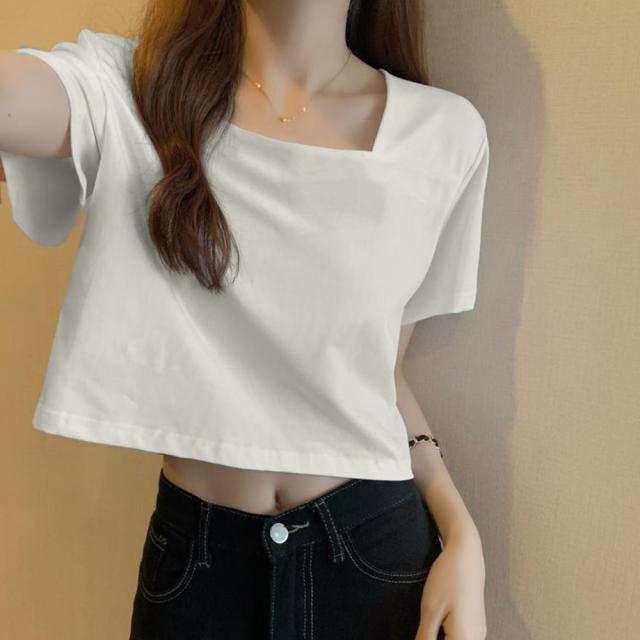 ショート丈Tシャツ レディース 半袖 送料無料 即日発送-6