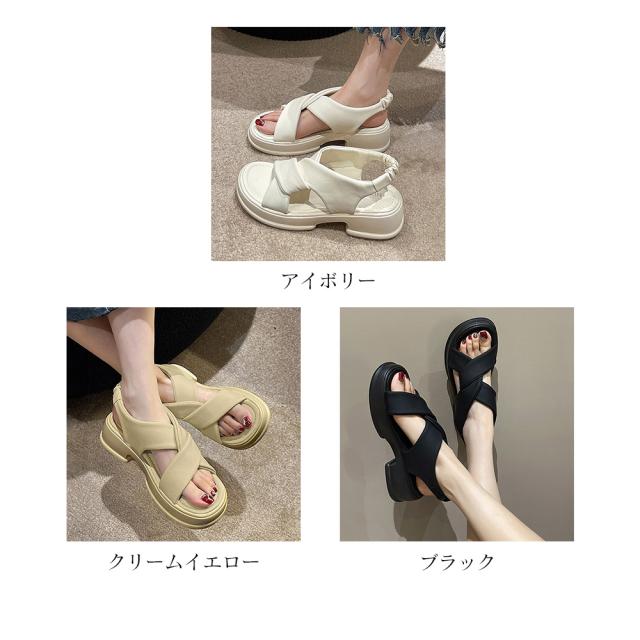 厚底サンダル クロスベルト 美脚 夏 送料無料 即日発送-1