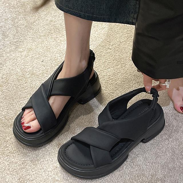 厚底サンダル クロスベルト 美脚 夏 送料無料 即日発送-2