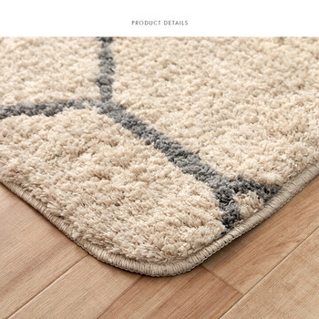 カーペット 約190×190cm　アイボリー　ふんわりラグ ボリュームタイプ ウォッシャブル 幾何柄 ポラロ 送料無料-8