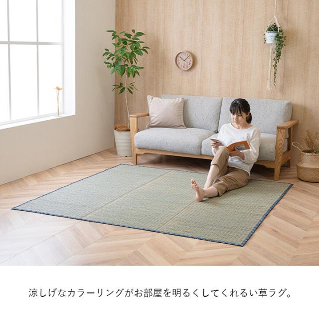 カーペット ラグ 約180×240cm い草 畳 自然素材 夏用 涼しい チェック柄 おしゃれ 滑り止め NCX リープ 送料無料-1