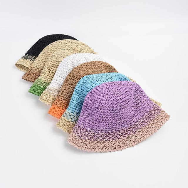 麦わら帽子 配色ストローハット 小顔 送料無料 即日発送-6