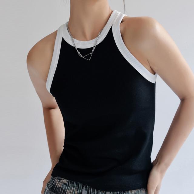 タンクトップ ロング丈 配色 ストリート 送料無料 即日発送-2