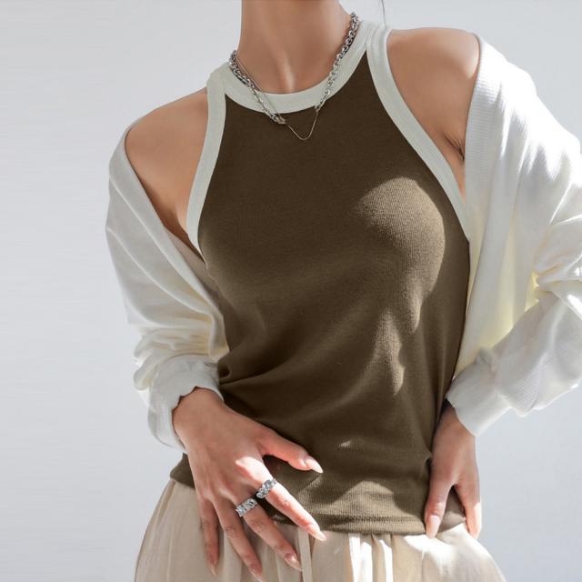 タンクトップ ロング丈 配色 ストリート 送料無料 即日発送-4