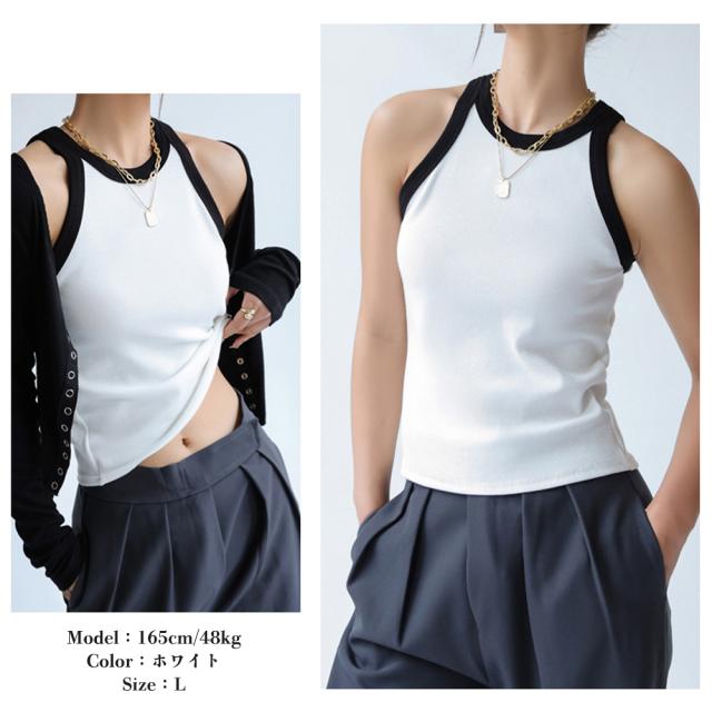 タンクトップ ロング丈 配色 ストリート 送料無料 即日発送-7