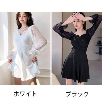 ワンピース水着 体型カバー ハイウエスト 送料無料 即日発送-1