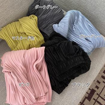 プリーツワイドパンツ2枚セット冷感タッチ 送料無料 即日発送-1