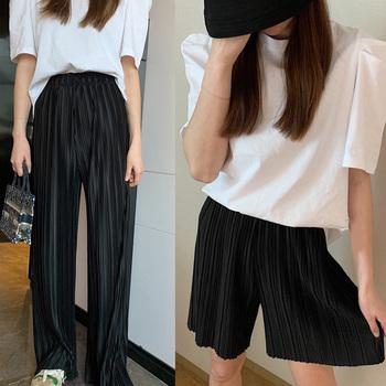 プリーツワイドパンツ2枚セット冷感タッチ 送料無料 即日発送-4