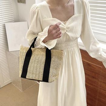 かごバッグ レディース大容量草編みバッグ 送料無料 即日発送-3