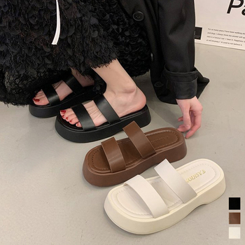 厚底サンダル ベルトフラットサンダル美脚 送料無料 即日発送-0