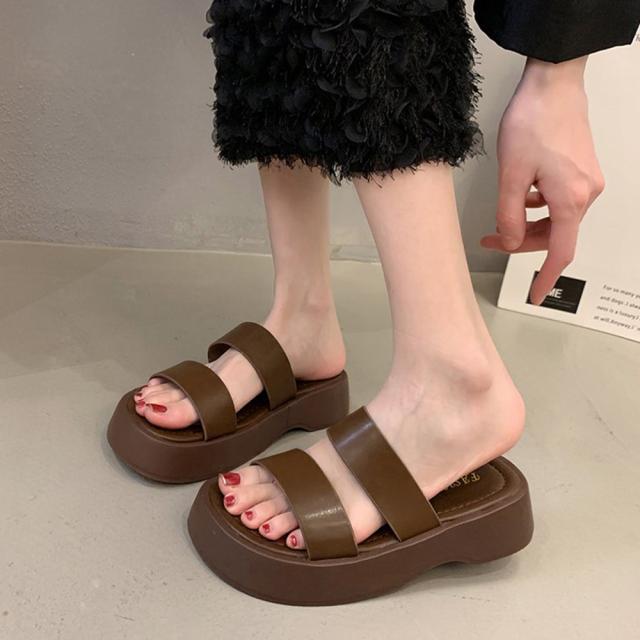 厚底サンダル ベルトフラットサンダル美脚 送料無料 即日発送-9