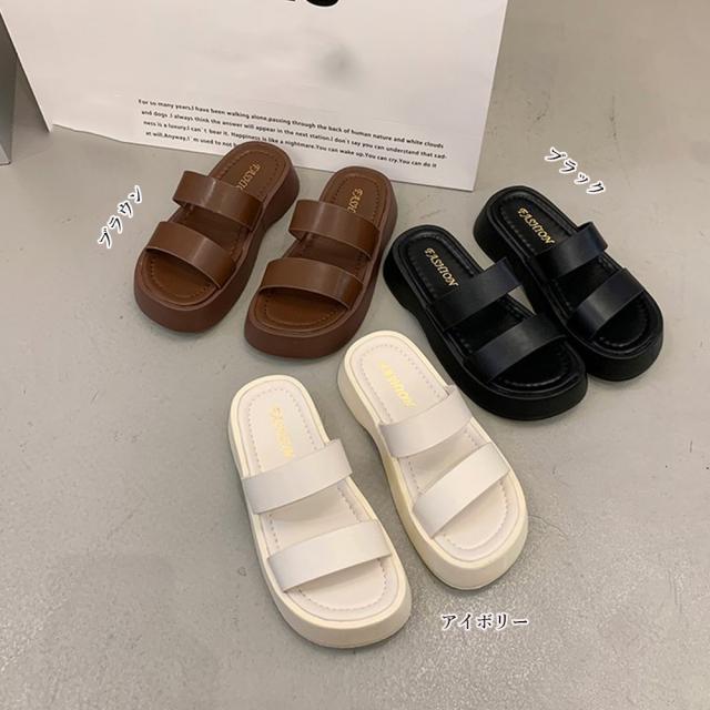 厚底サンダル ベルトフラットサンダル美脚 送料無料 即日発送-1