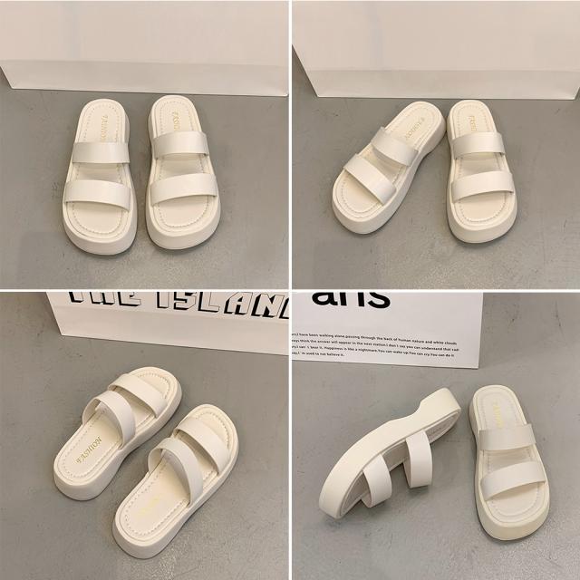 厚底サンダル ベルトフラットサンダル美脚 送料無料 即日発送-2