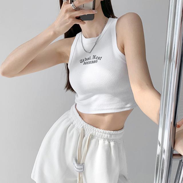 ショート丈 リブタンクトップ レディース 送料無料 即日発送-5