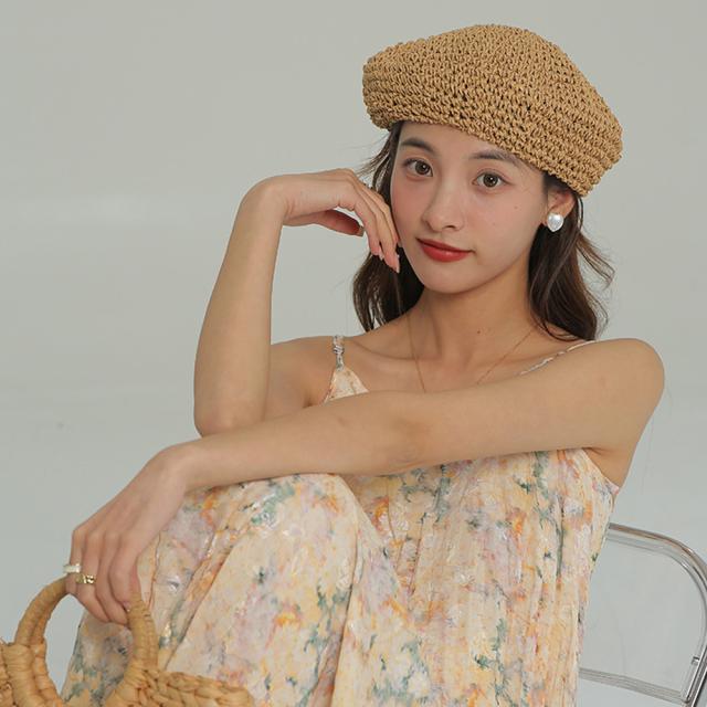 ベレー帽 麦わら帽子 レディース帽子 夏 送料無料 即日発送-9