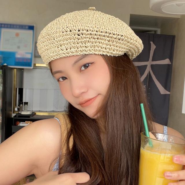 ベレー帽 麦わら帽子 レディース帽子 夏 送料無料 即日発送-2