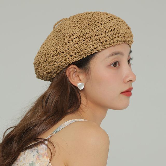 ベレー帽 麦わら帽子 レディース帽子 夏 送料無料 即日発送-3