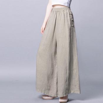 綿麻風ワイドパンツレディースリネンパンツ 送料無料 即日発送-6