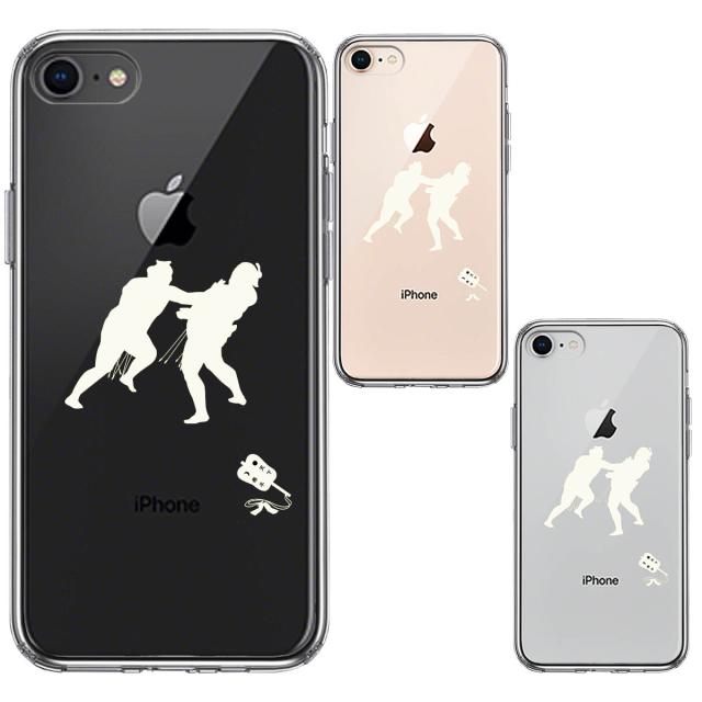 iPhone7 iPhone8 兼用 ケース クリア 相撲 おすもう 突き出し 白 スマホケース 側面ソフト 背面ハード ハイブリッド 送料無料-1