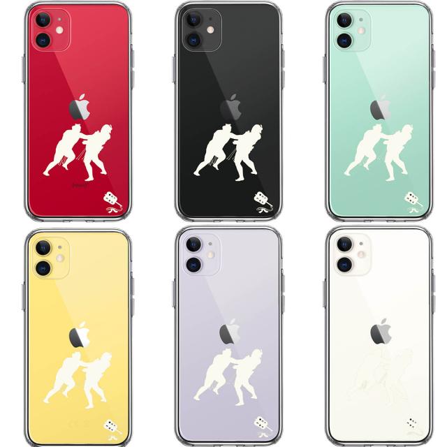 iPhone11 ケース クリア 相撲 おすもう 突き出し 白 スマホケース 側面ソフト 背面ハード ハイブリッド 送料無料-1