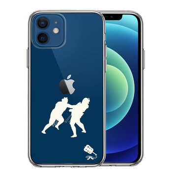 iPhone12mini ケース クリア 相撲 おすもう 突き出し 白 スマホケース 側面ソフト 背面ハード ハイブリッド 送料無料-0