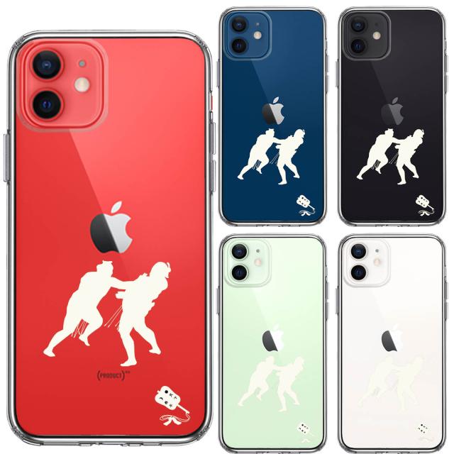 iPhone12mini ケース クリア 相撲 おすもう 突き出し 白 スマホケース 側面ソフト 背面ハード ハイブリッド 送料無料-1