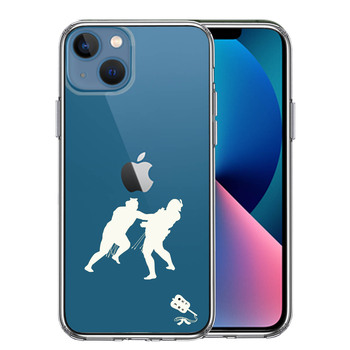 iPhone13mini ケース クリア 相撲 おすもう 突き出し 白 スマホケース 側面ソフト 背面ハード ハイブリッド 送料無料-0