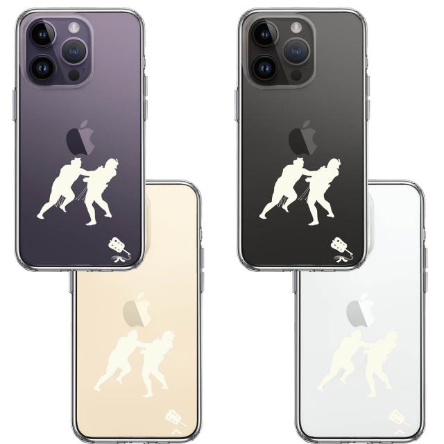 iPhone14Pro ケース クリア 相撲 おすもう 突き出し 白 スマホケース 側面ソフト 背面ハード ハイブリッド 送料無料-1