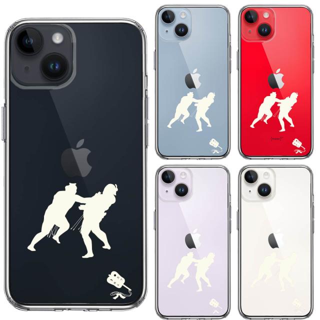 iPhone14Plus ケース クリア 相撲 おすもう 突き出し 白 スマホケース 側面ソフト 背面ハード ハイブリッド  送料無料-1