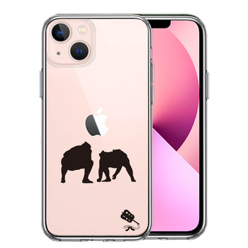 iPhone13mini ケース クリア 相撲 おすもう 仕切り スマホケース 側面ソフト 背面ハード ハイブリッド 送料無料-0