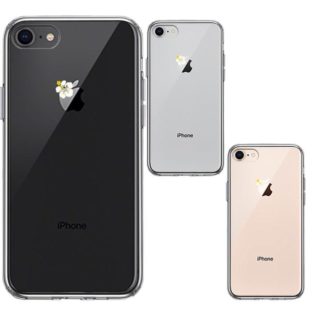 iPhone7 iPhone8 兼用 ケース クリア りんご に ハイビスカス スマホケース 側面ソフト 背面ハード ハイブリッド  送料無料-1