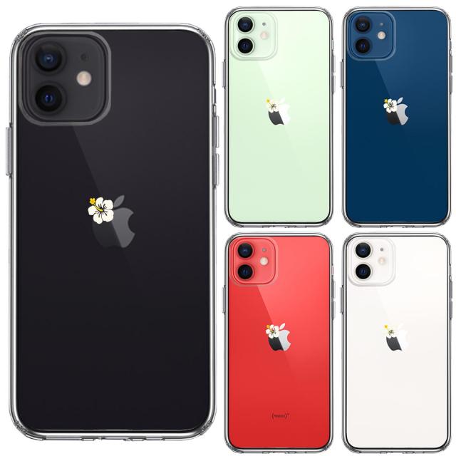 iPhone12mini ケース クリア りんご に ハイビスカス スマホケース 側面ソフト 背面ハード ハイブリッド  送料無料-1