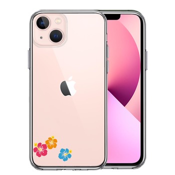 iPhone13mini ケース クリア ちっちゃい ハイビスカス スマホケース 側面ソフト 背面ハード ハイブリッド 送料無料-0
