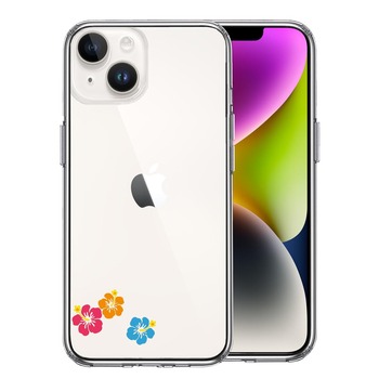iPhone14 ケース クリア ちっちゃい ハイビスカス スマホケース 側面ソフト 背面ハード ハイブリッド 送料無料-0